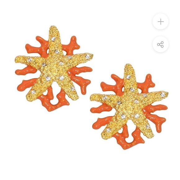 Gold starfish earrings #1174 - Picture 2 of 5